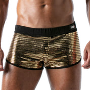 TOF Paris Star Mini Shorts Gold. Made in France. Party wear. Fetish wear gay pride.