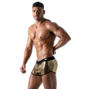 TOF Paris Star Mini Shorts Gold. Made in France. Party wear. Fetish wear gay pride.