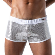TOF Paris Star Mini Shorts Silver. Made in France. Party wear. Fetish wear gay pride.