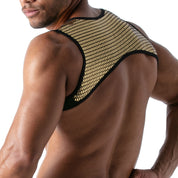 TOF Paris Star Pocket harness GOld. Made in France. Party wear. Fetish wear gay pride.