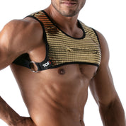 TOF Paris Star Pocket harness GOld. Made in France. Party wear. Fetish wear gay pride.