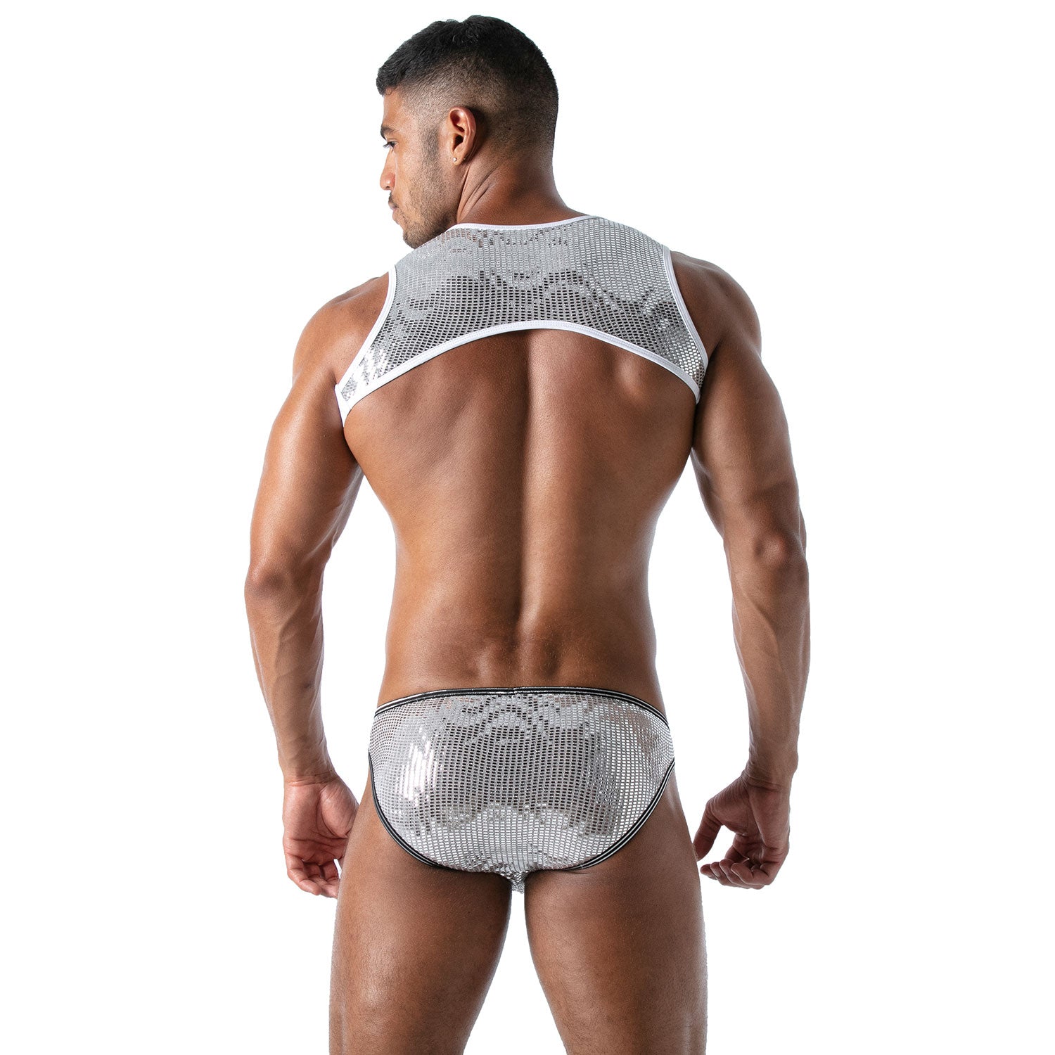 TOF Paris Star Pocket harness Silver. Made in France. Party wear. Fetish wear gay pride. wear with suspenders