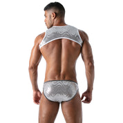 TOF Paris Star Pocket harness Silver. Made in France. Party wear. Fetish wear gay pride. wear with suspenders