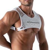 TOF Paris Star Pocket harness Silver. Made in France. Party wear. Fetish wear gay pride. wear with suspenders