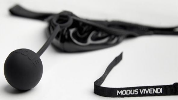 Modus Vivendi Pleasure Thong Black. Made in Greece. removable anus ball.