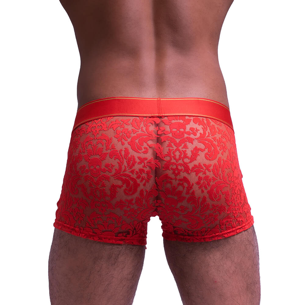 Skull & Bones Paisley Burnout Trunk Red