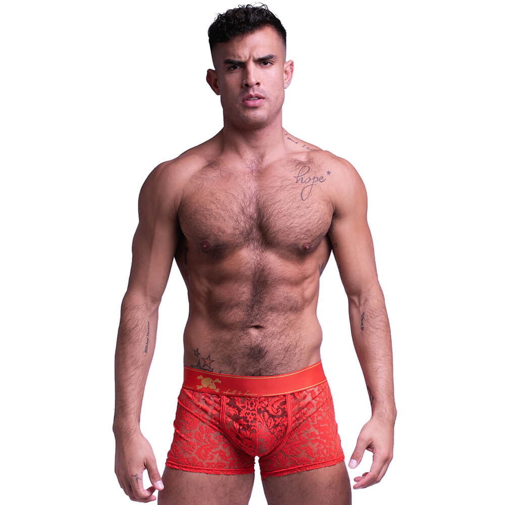 Skull & Bones Paisley Burnout Trunk Red