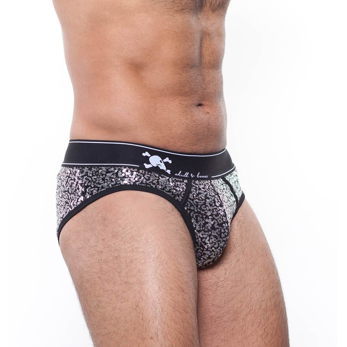 Skull & Bones Silver Sequin Silver Brief