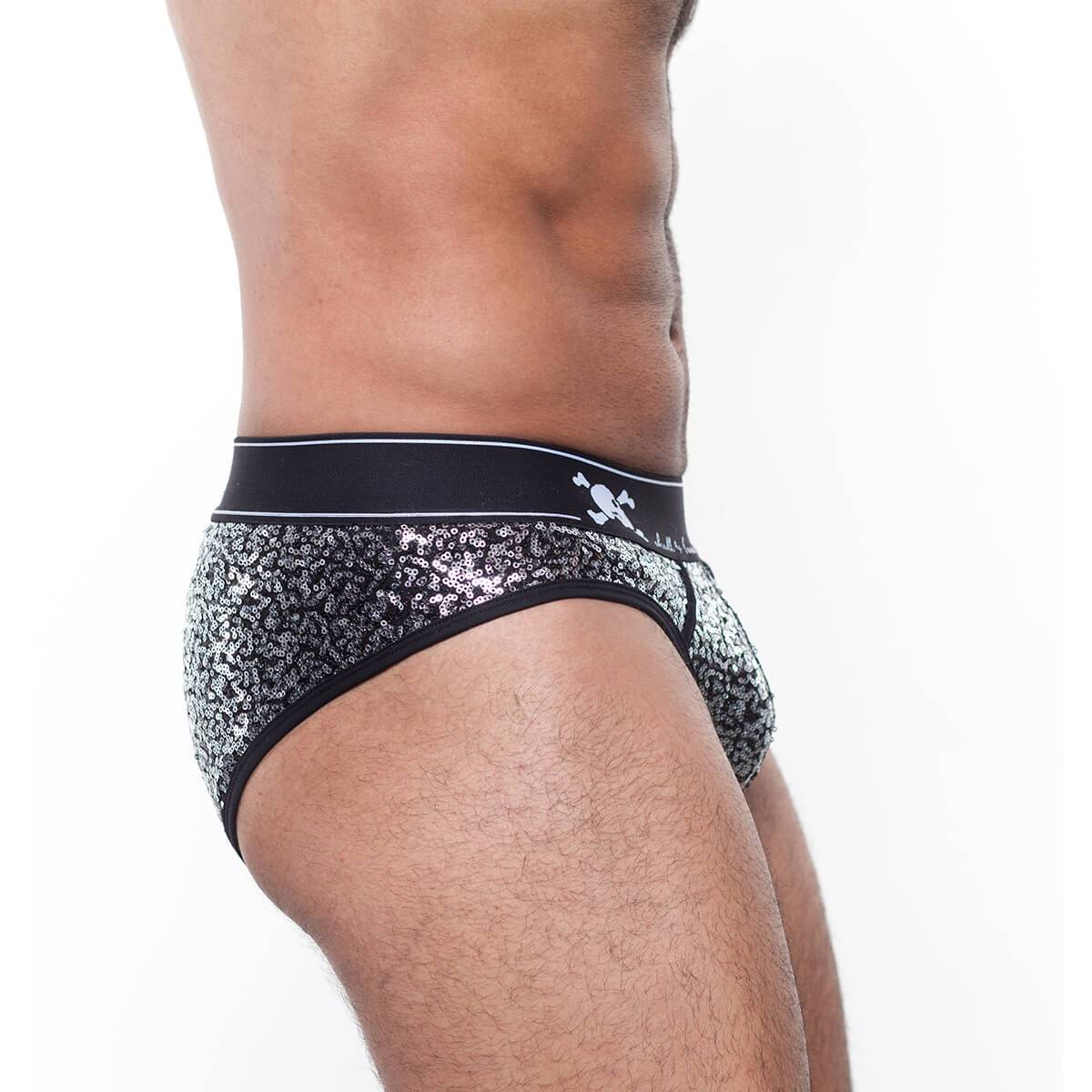 Skull & Bones Silver Sequin Silver Brief