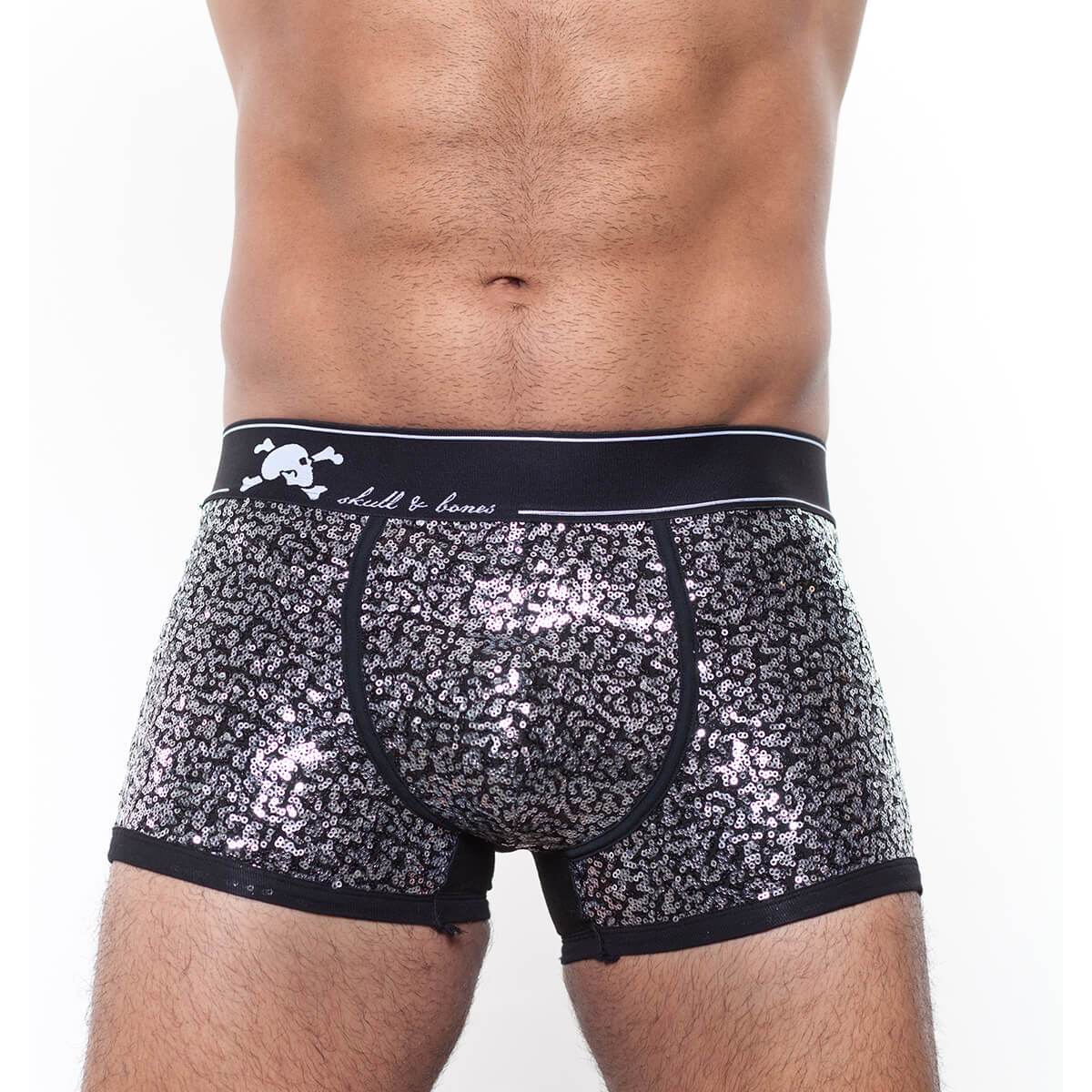 Skull & Bones Silver Sequin Silver Trunk