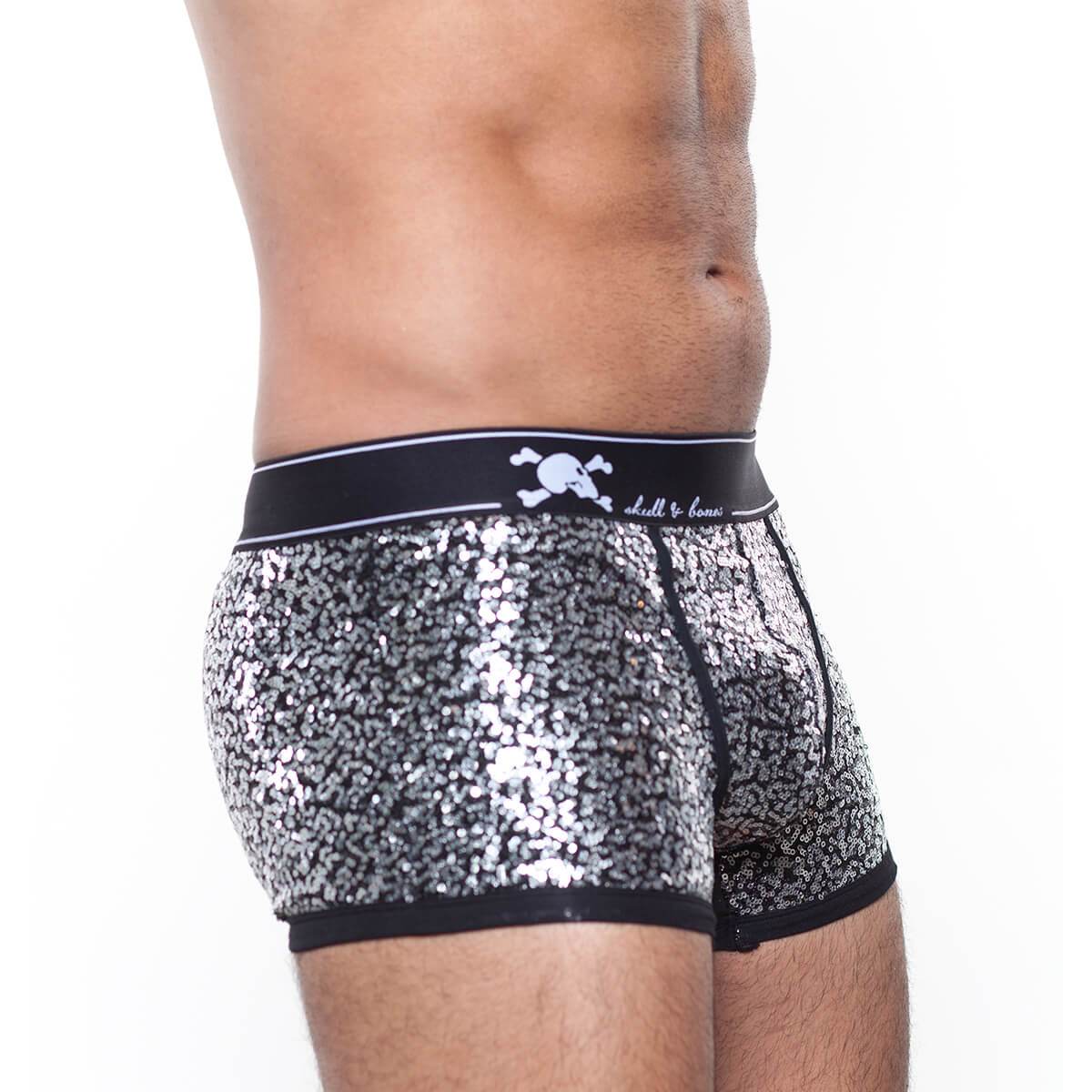 Skull & Bones Silver Sequin Silver Trunk
