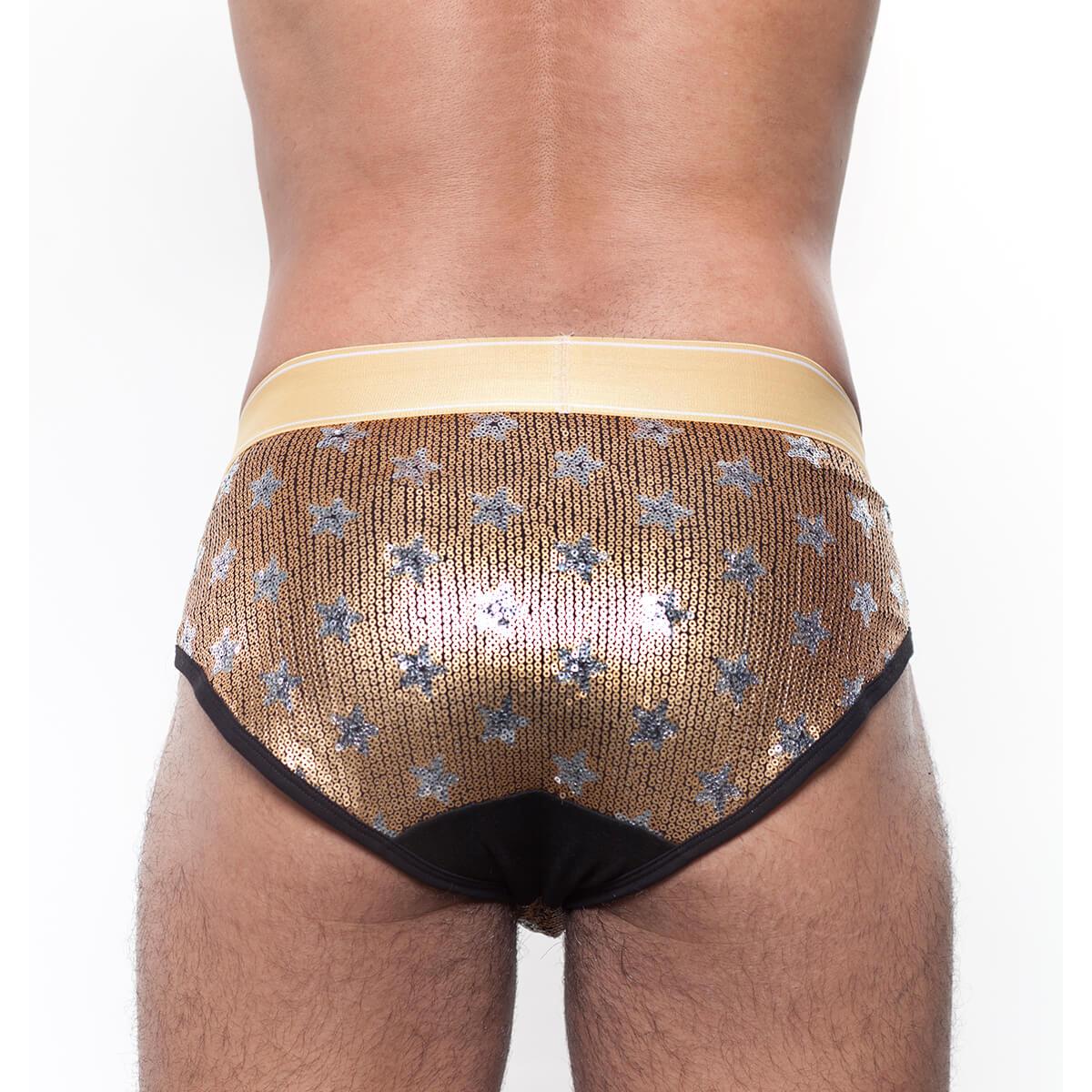 Skull & Bones Star Sequin Gold Brief