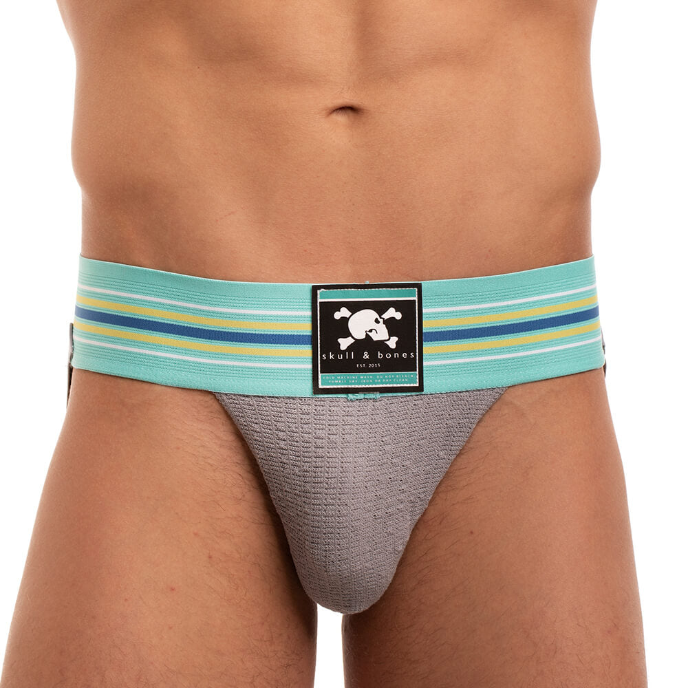 Skull & Bones Locker Room Jock Grey Turquoise