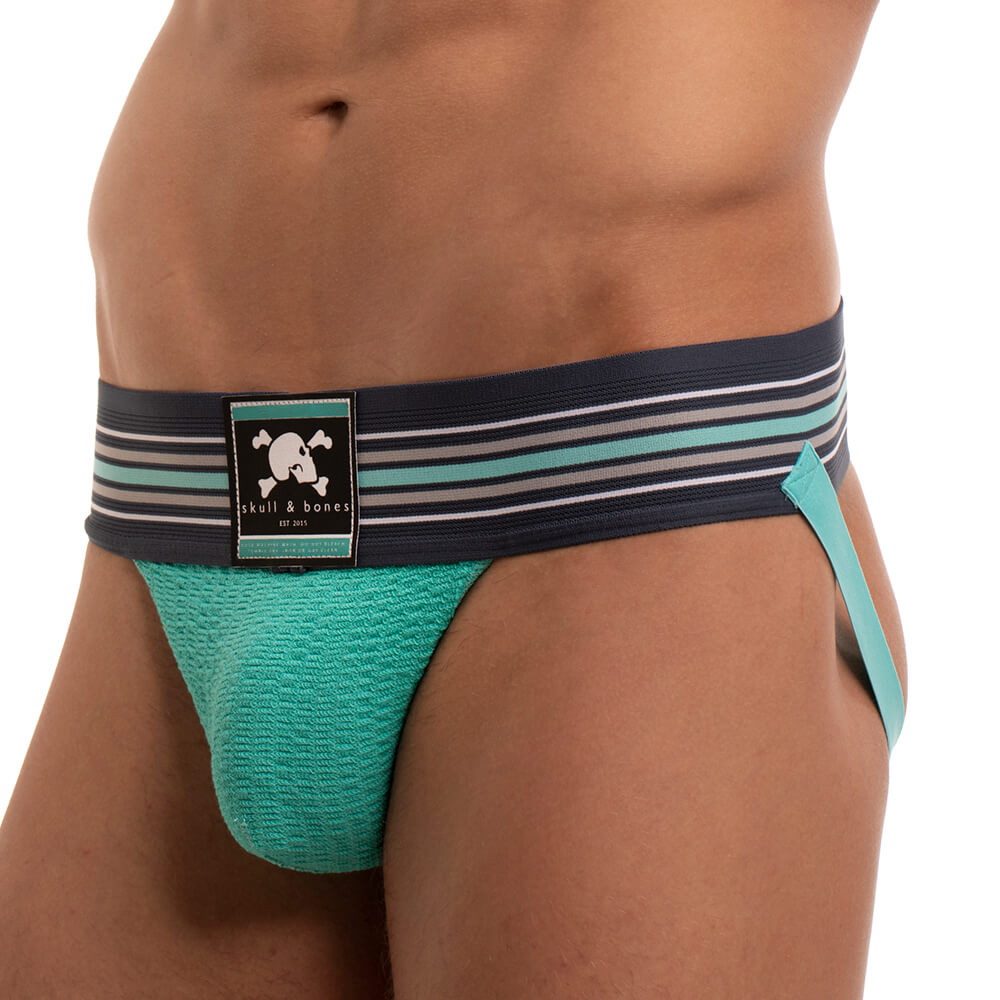 Skull & Bones Locker Room Jock Turquoise Navy