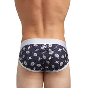 Skull & Bones Mid Century Modern Print Brief in Navy