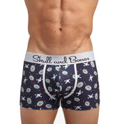 Skull & Bones Mid Century Modern Print Trunk in Navy