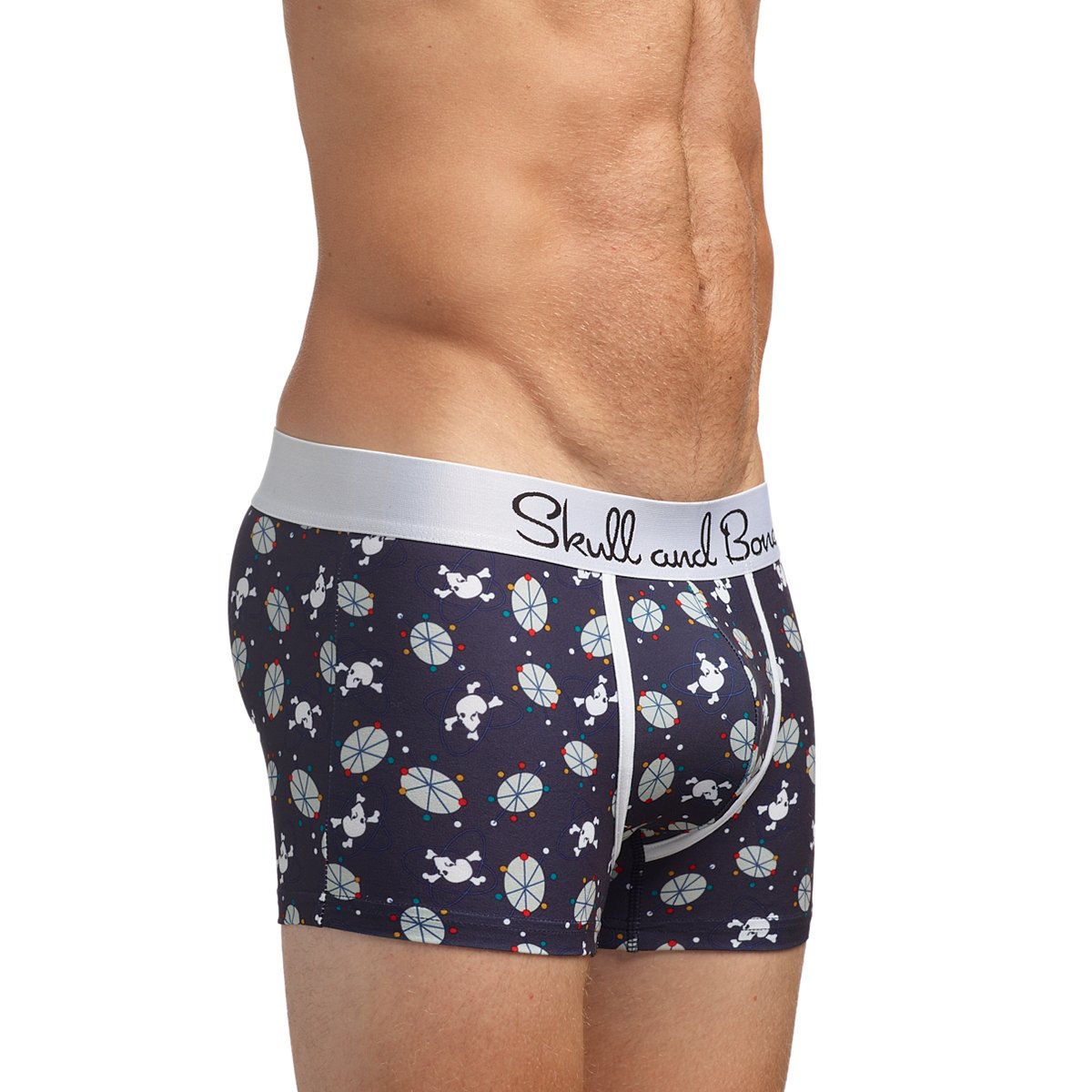 Skull & Bones Mid Century Modern Print Trunk in Navy