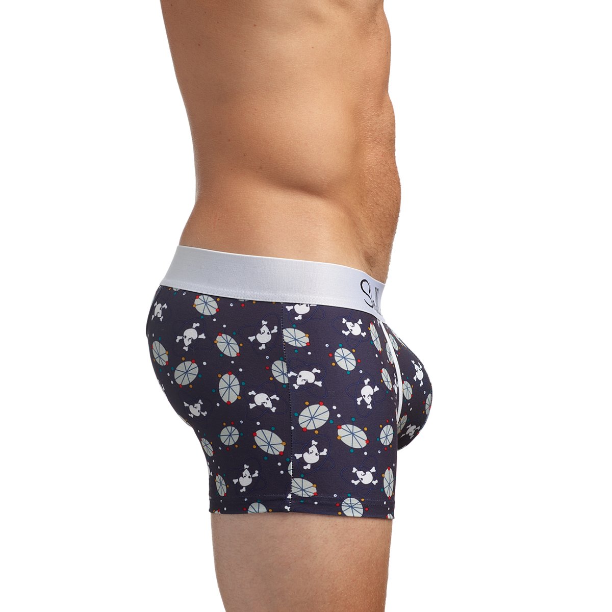 Skull & Bones Mid Century Modern Print Trunk in Navy