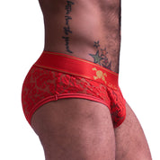 Skull & Bones Paisley Burnout Brief Red