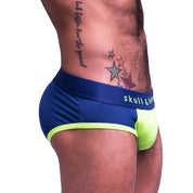 Skull & Bones Sport Mesh Brief Navy Neon Green