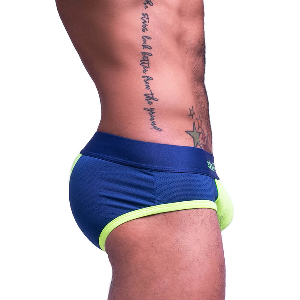 Skull & Bones Sport Mesh Brief Navy Neon Green