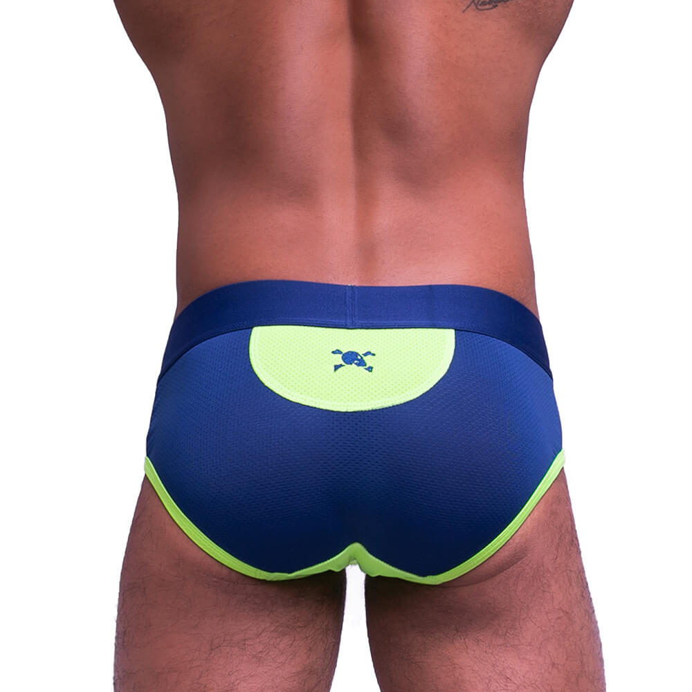 Skull & Bones Sport Mesh Brief Navy Neon Green