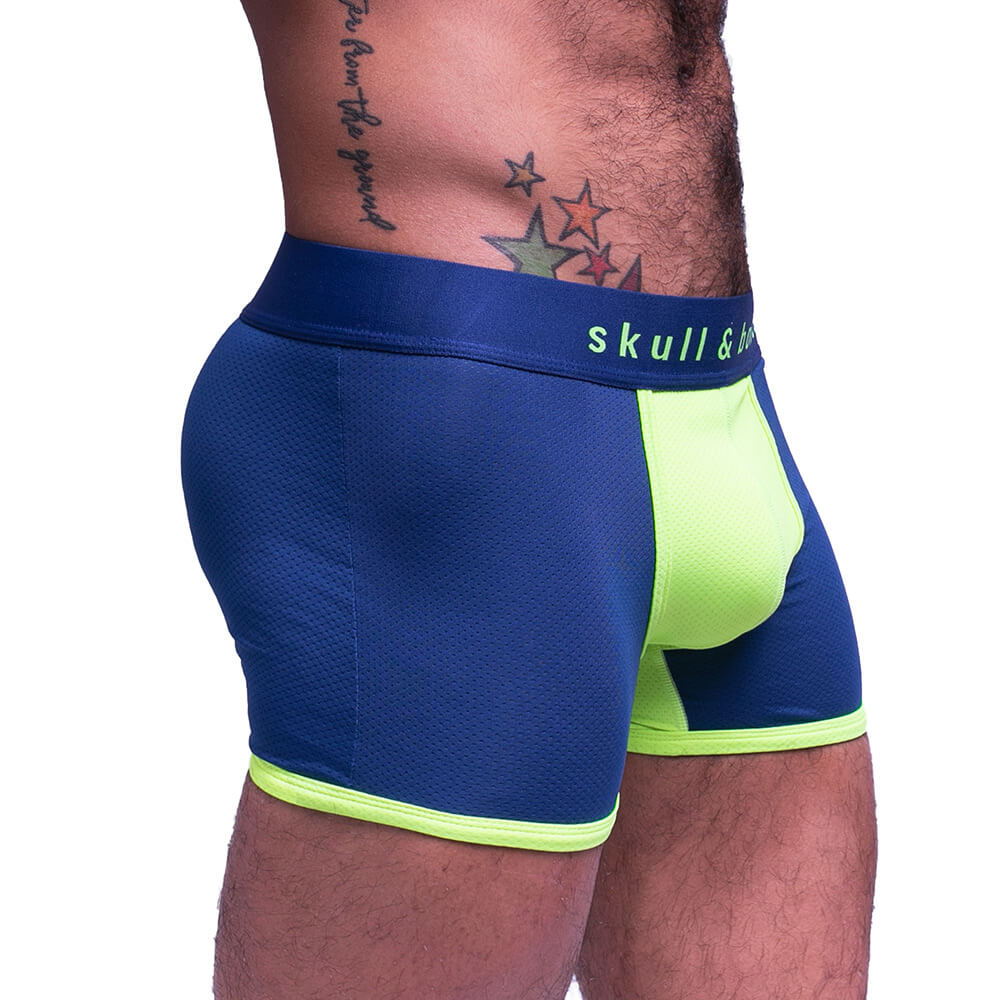 Skull & Bones Sport Mesh Trunk Navy Neon Green