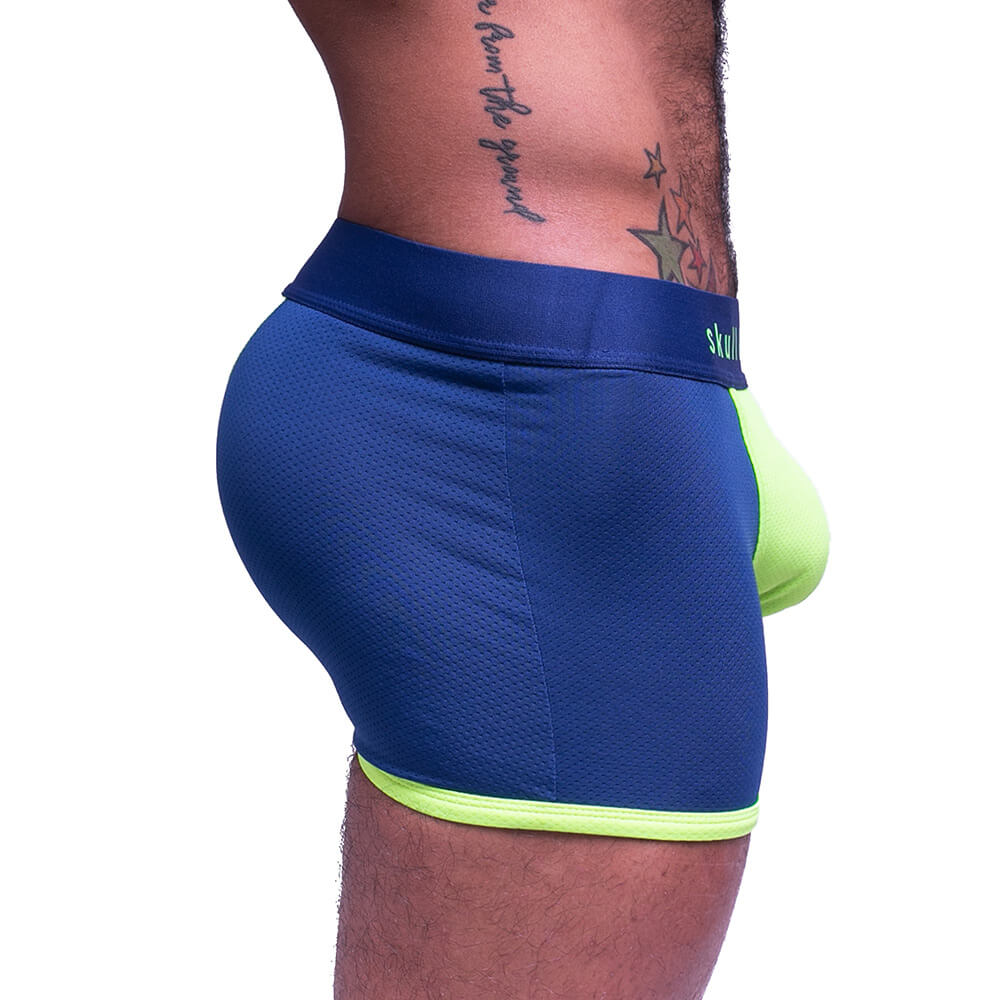 Skull & Bones Sport Mesh Trunk Navy Neon Green