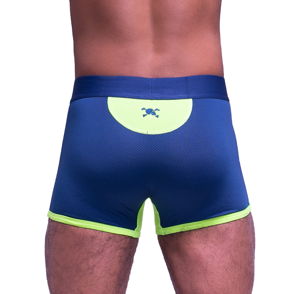 Skull & Bones Sport Mesh Trunk Navy Neon Green