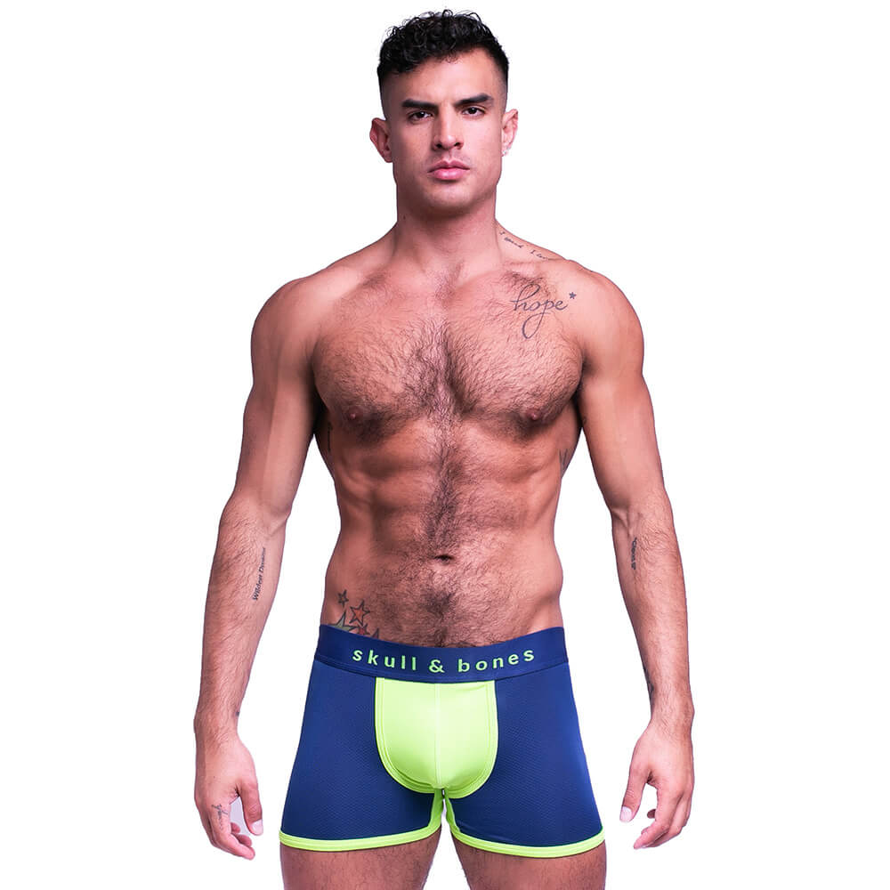 Skull & Bones Sport Mesh Trunk Navy Neon Green