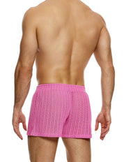 Modus Vivendi Striped Crochet Boxer Shorts. Made in Greece. Mens boxer Brief. Trunk short shorts mini shorts. beach wear. pink shorts