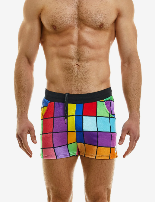 Modus Vivendi Inclusive shorts. Made in Greece. Party wear. underwear party. Fetish gear. Rainbow shorts. pride wear. Beach wear