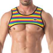 TOF Paris Rainbow Harness. made in france. wear with suspenders. Rainbow gay pride party wear fetish wear.