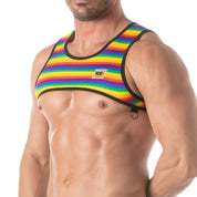 TOF Paris Rainbow Harness. made in france. wear with suspenders. Rainbow gay pride party wear fetish wear.