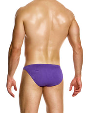 Modus Vivendi Curved Low Cut Brief. Made in Greece. luxury comfort high quality. Party wear. underwear party wear. gay men shorts. Purple