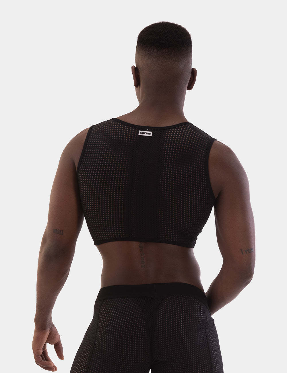 Barcode Berlin Noburu Crop Vest. Made in Portugal. Party wear. gay man underwear party. Fetish wear. Black Gym workout gear