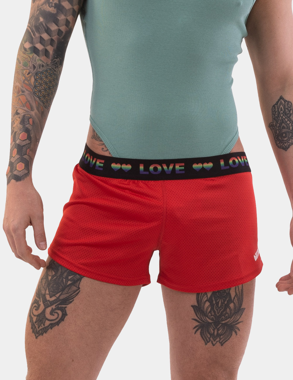 Barcode Berlin Riva Shorts. Made in Portugal. Party wear. gay man underwear party. Beach wear. Gym wear. work out gear. Pride mini shorts. Red