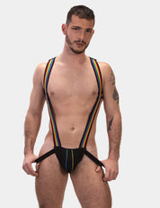 Barcode Berlin Infinity Pride Harness Black. Made in Portugal. Party wear.  cross chest harness. pride gear