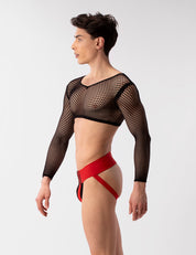 Barcode Berlin Florence Fishnet Crop. Made in Portugal. Party wear. gay man underwear party. Fetish wear. Black Fishnet