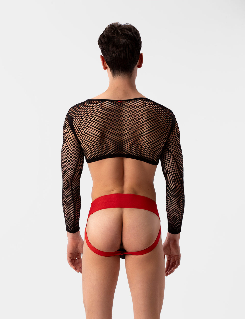 Barcode Berlin Florence Fishnet Crop. Made in Portugal. Party wear. gay man underwear party. Fetish wear. Black Fishnet