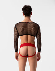 Barcode Berlin Florence Fishnet Crop. Made in Portugal. Party wear. gay man underwear party. Fetish wear. Black Fishnet