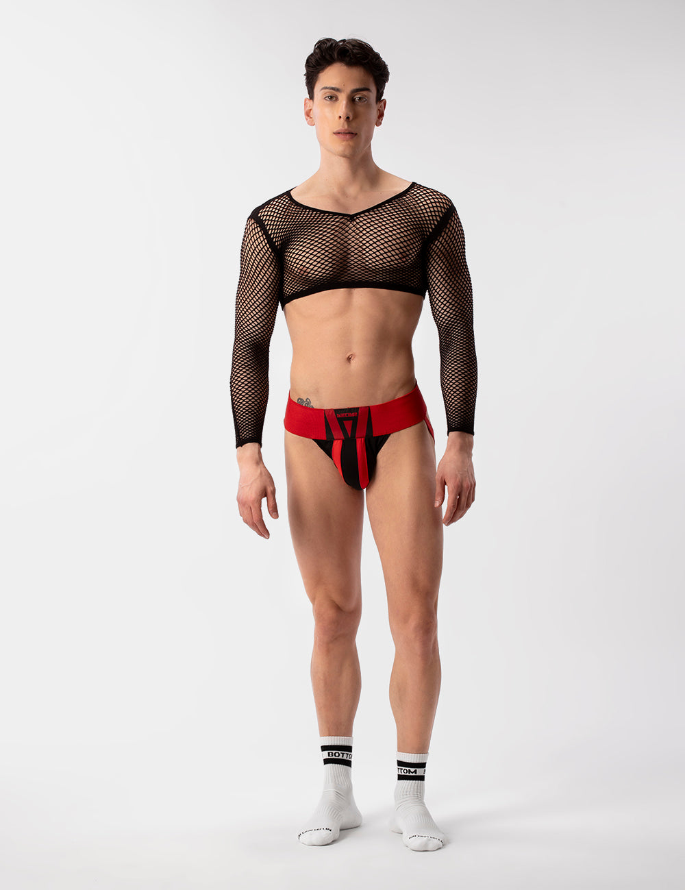 Barcode Berlin Florence Fishnet Crop. Made in Portugal. Party wear. gay man underwear party. Fetish wear. Black Fishnet