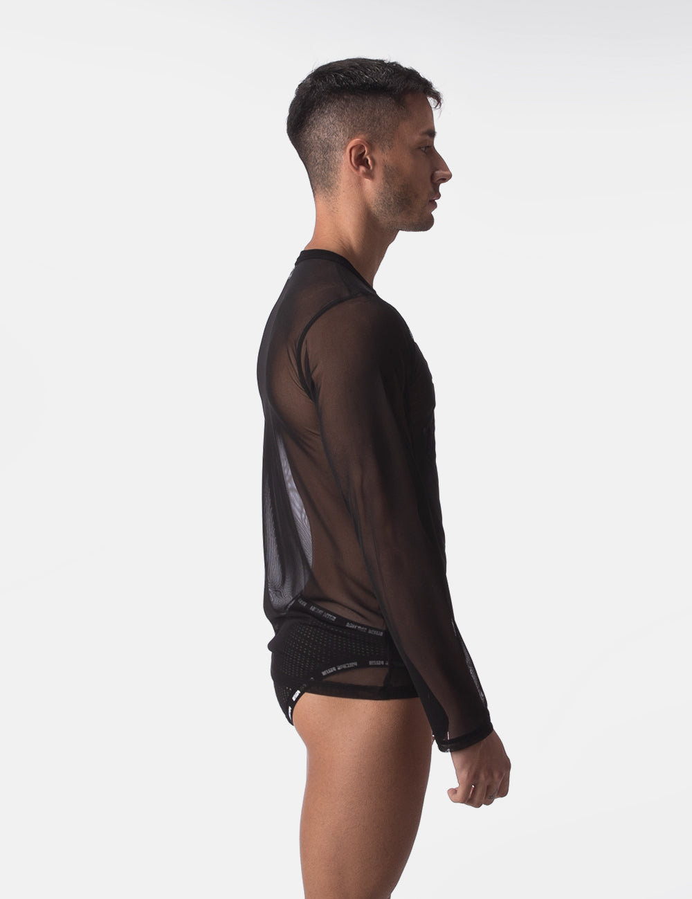 Barcode Berlin Mesh F*cking Hot Long Sleeve Made in Portugal. Party wear. gay man underwear party. Fetish wear. Black Gym workout gear