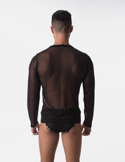 Barcode Berlin Mesh F*cking Hot Long Sleeve Made in Portugal. Party wear. gay man underwear party. Fetish wear. Black Gym workout gear