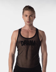 Barcode Berlin Mesh Drama Tank Top. Made in Portugal. Party wear. gay man underwear party. Fetish wear. Black Gym workout gear