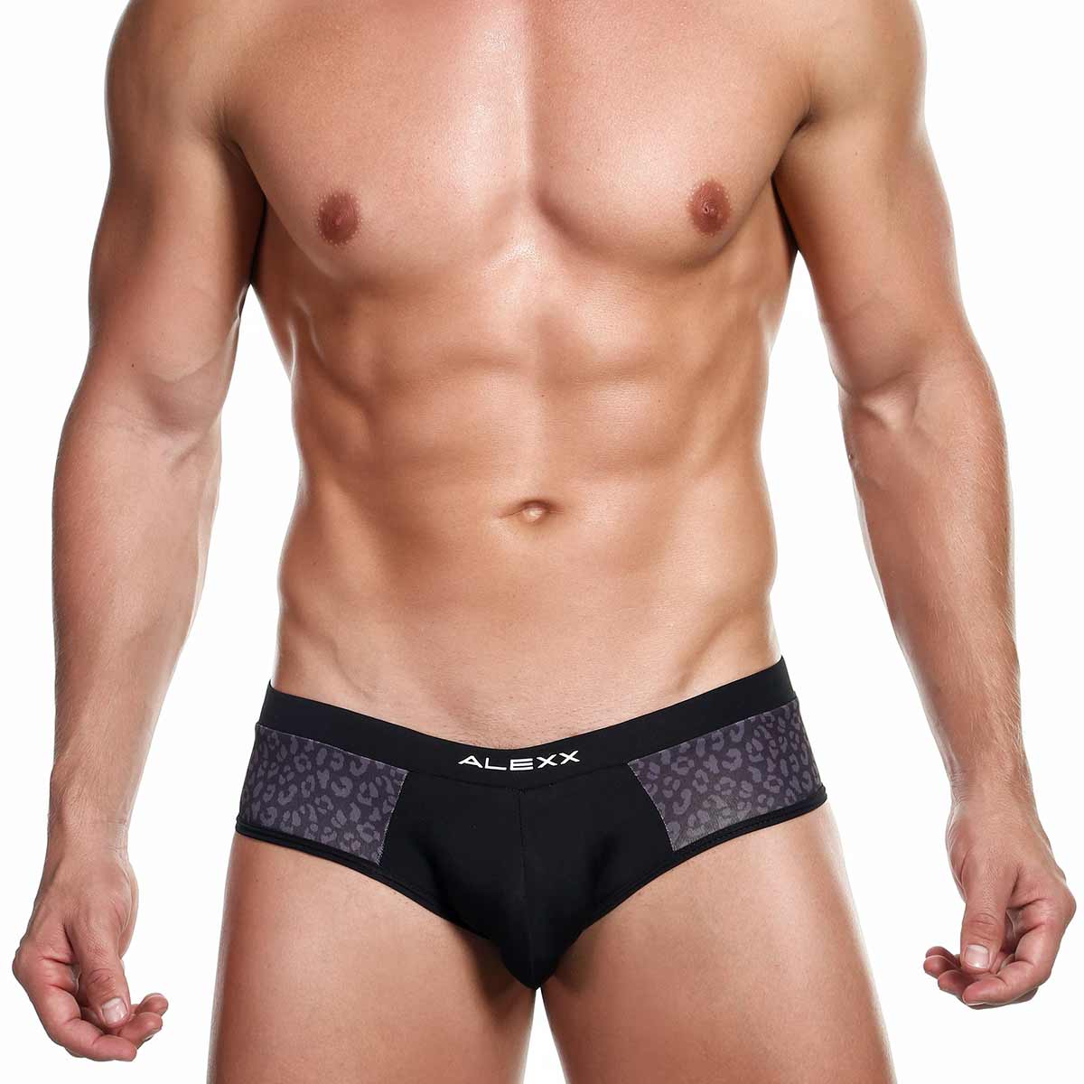 Alexx Underwear Attachment Leopard Brief Print Black