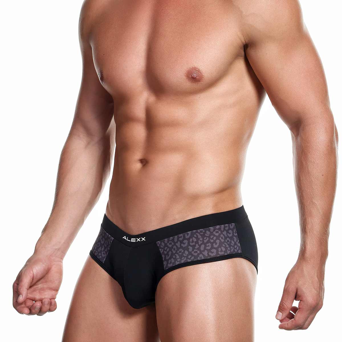 Alexx Underwear Attachment Leopard Brief Print Black