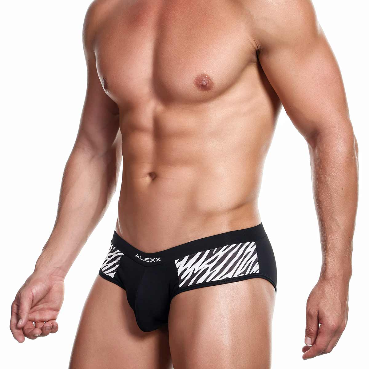 Alexx Underwear Attachment Zebra Brief Print Black