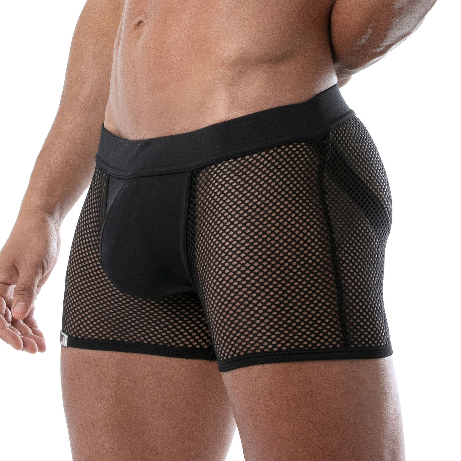 Mesh Shorts, inbuilt jockstrap TOF Paris, Made in France Black