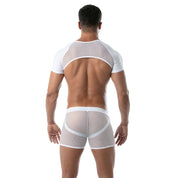 Mesh Shorts, inbuilt jockstrap TOF Paris, Made in France white